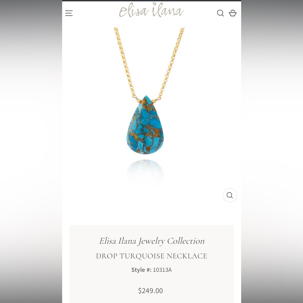 Elisa Ilana Drop Turquoise Gold Necklace